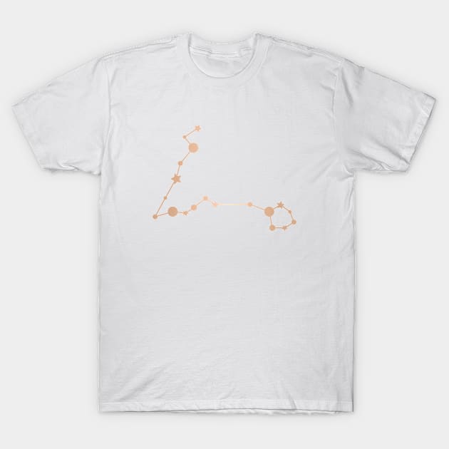 Pisces Zodiac Constellation in Rose Gold T-Shirt by Kelly Gigi